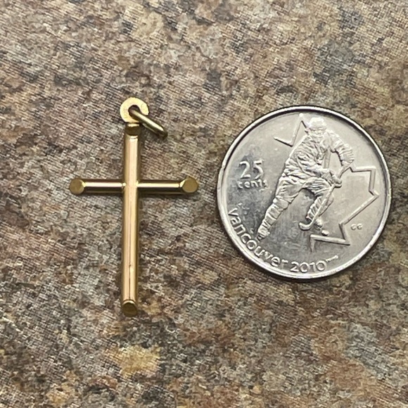10K Yellow Gold (18mm) Plain Hollow Cross Pendant Only - Picture 9 of 14